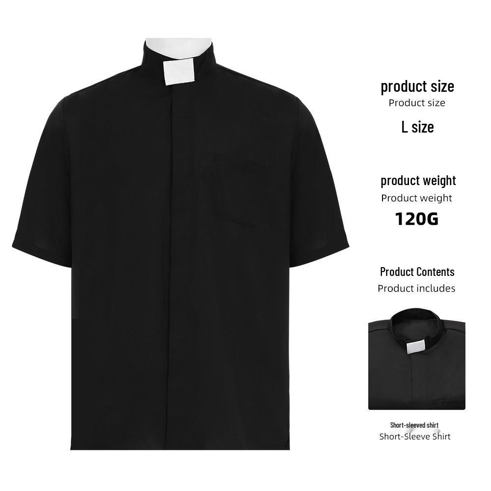 

Halloween Medieval Priest Shirt: Men s Short/Long Sleeve Black Crossborder Costume M