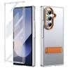 KEYSION Transparent Case for Samsung Galaxy Z Fold 7 Hard PC Metal Kickstand Shockproof Phone Cover with Glass Screen Protector