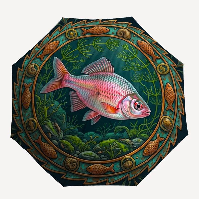 Underwater Serenity pattern umbrella, portable and foldable design, 8 ribs, a casual accessory for Halloween, Christmas, and birthday gifts.