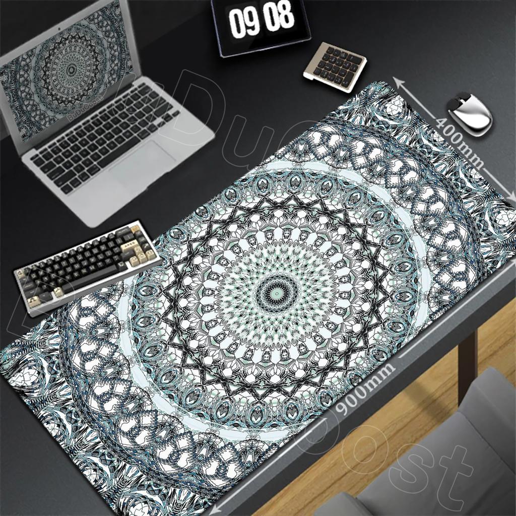 HD Printing Persian Carpet Computer Mouse Pad 900x400 Non-slip Rubber Mandala Bottom Keyboard Mat Table Mat Suitable Office Game