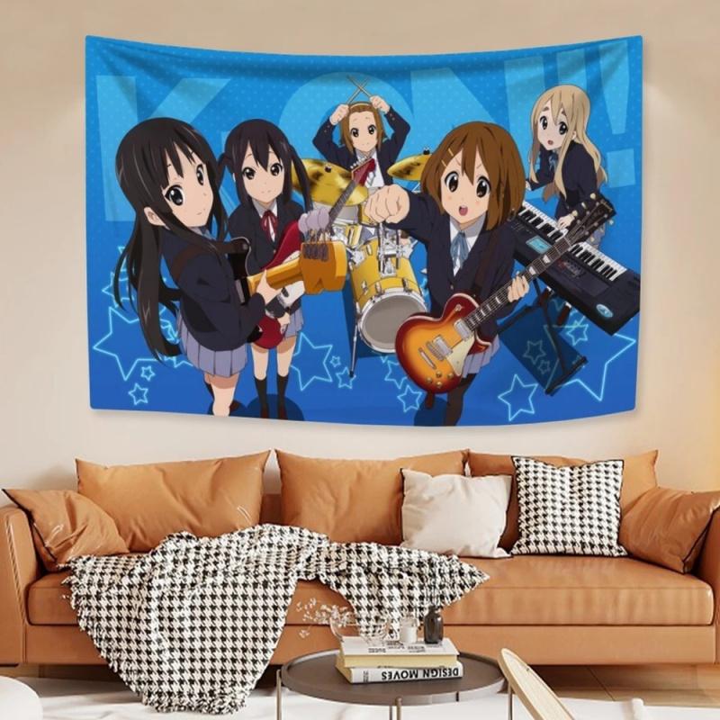 K-On! Anime Wall Tapestry Ho-kago Tea Time Girls School Uniform Music Band Wall Hanging for Bedroom Dorm Room Decor 100X70CM