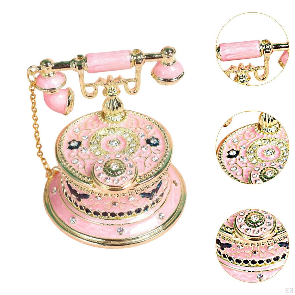 Dial Telephone Jewelry Box Storage Multifunctional Rings Holder Decoration for Girls