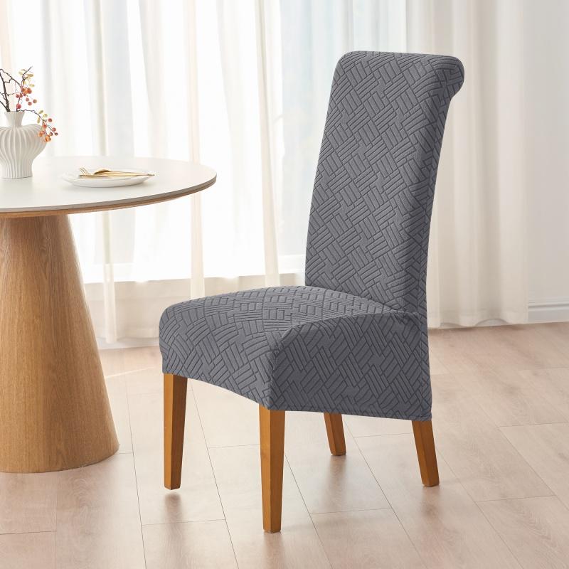 1/4/6pcs Solid Color XL Size Chair Cover Non-Slip High Back Chair Cover Dining Room Chair Slipcovers for Wedding Banquet Party
