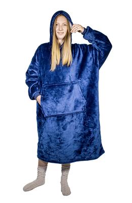 Tv Poncho With Hood Hoodie - Blanket Sweatshirt With Fur, Warm, Long Sleeves, Large Pocket