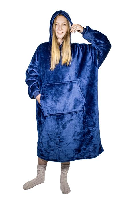 Tv Poncho With Hood Hoodie - Blanket Sweatshirt With Fur, Warm, Long Sleeves, Large Pocket