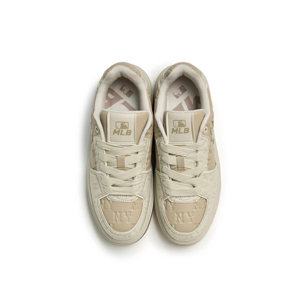 MLB New York Yankees Synthetic Leather Abrasion Resistant Slip Resistant Low top Skateboard Shoes Unisex Beige 3ASXM036N-50BGS