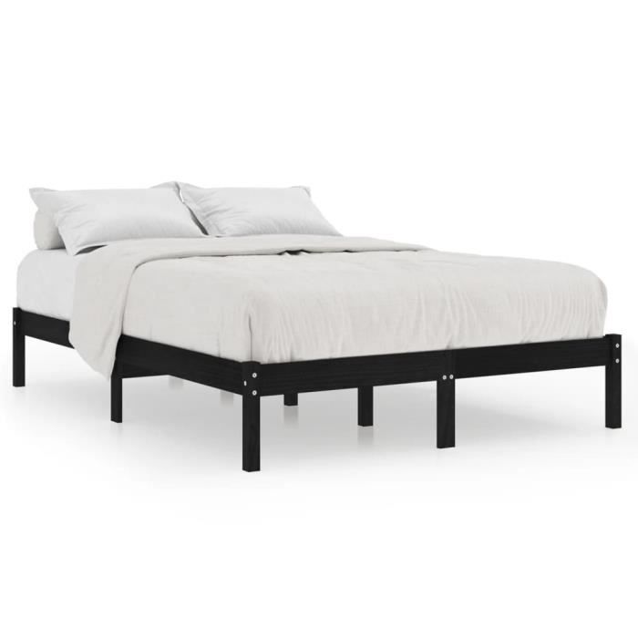 VidaXL Cadre de lit Noir Bois massif 150x200 cm Très grand 810026