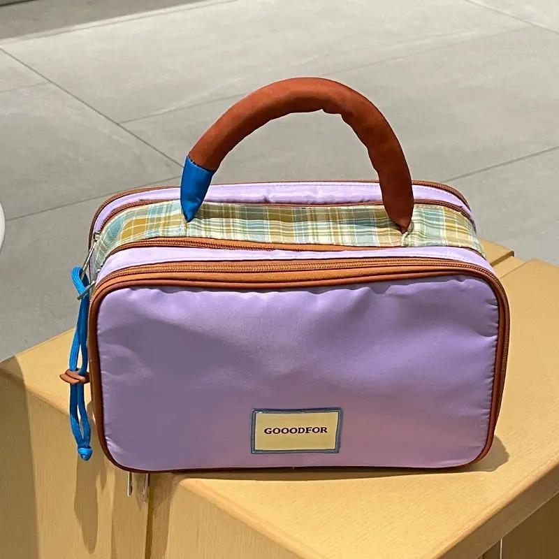Makeup Bag With High-end Contrast Color Hand-held Makeup Bag Large Capacity Oxford Cloth Toiletry Bag Cosmetic Toiletry Bag