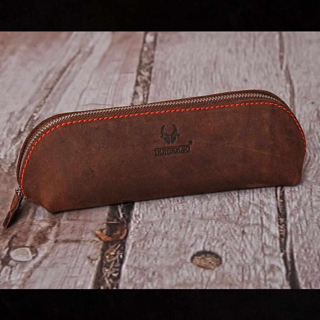 Genuine leather pen case, leather pen pouch, pencil case, stylish leather pencil case, simple, popular brand za073-cha.