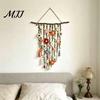 Floral Nursery Wall Art Crochet Flower Garden Hanging, Colorful Knitted Tapestry, Handmade Boho Bohemian Living Room Decor Farmhouse for Bedroom