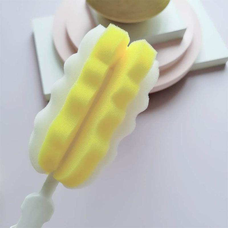 Long Handle Baby Bottle & Insulated Cup Brush with Detachable Sponge Head