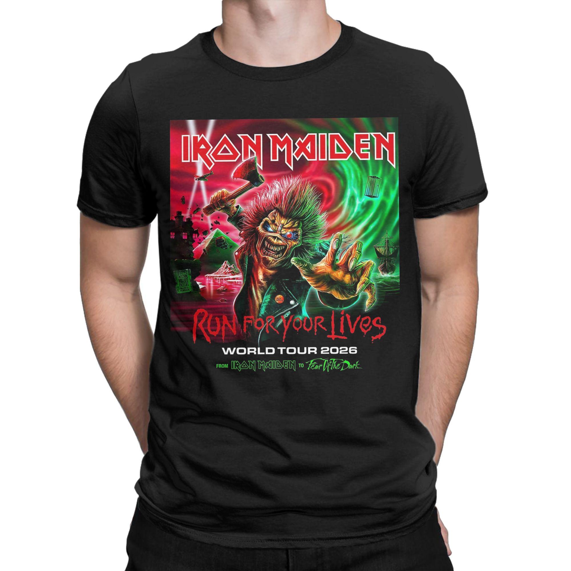 

Irones Maidenes 2026 Run for Your Lives World Tour Tee Shirt for Men Women Printed T Shirts Cotton Clothing S