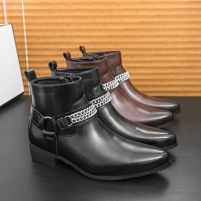 Zimowe Męskie Buty Chelsea Czarne Brązowe Męskie Wygodne Modne Szpiczaste Buty Jeździeckie Buty Treningowe Zewnętrzne Rozmiary 38-46