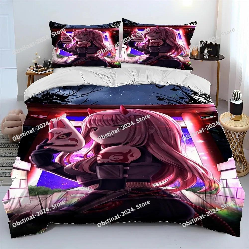 Zero Two DARLING In The FRANXX Anime Comforter Bedding Set Printed Duvet Cover Sheet Pillowcase Soft Quilt Cover Queen King Size