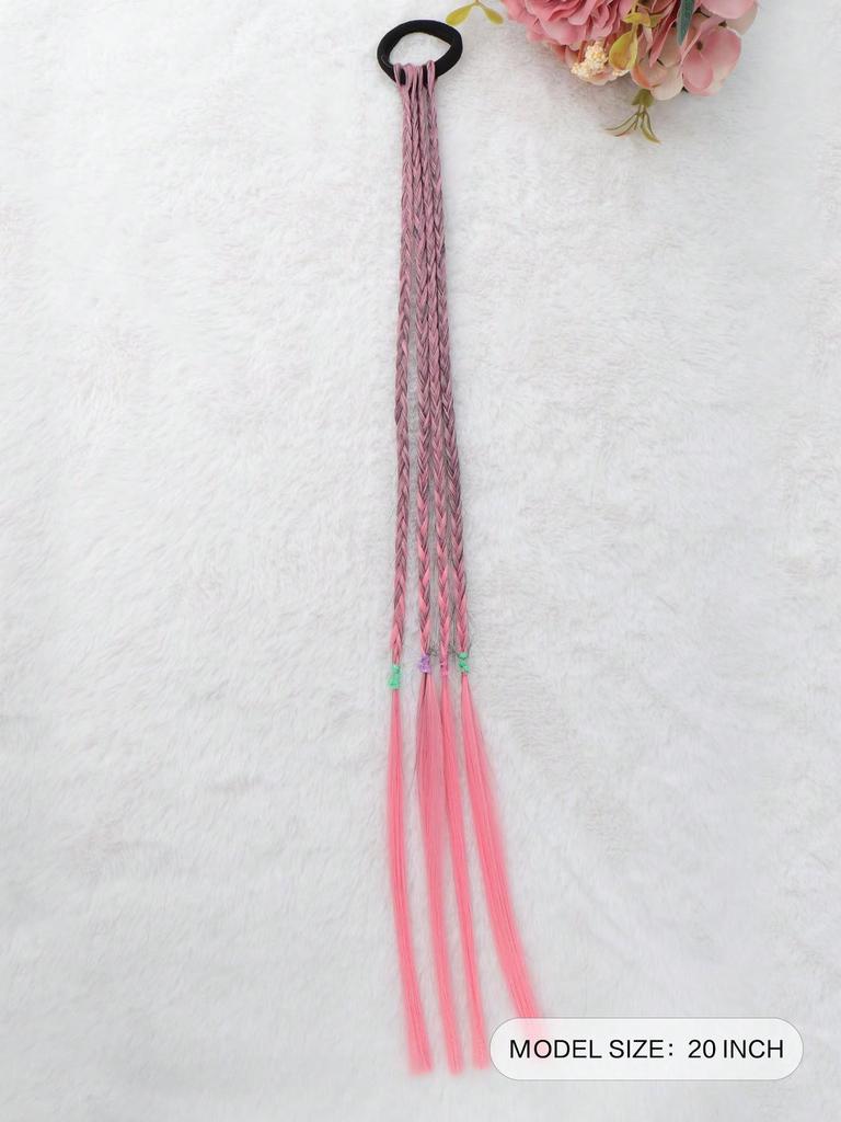 Synthetische Haarteile 20-Zoll-Pferdeschwanz Farbige Zöpfe Haarverlängerungen Mit Gummibändern Regenbogen Geflochtene Accessoires Für Frauen Party Highlights Cosplay