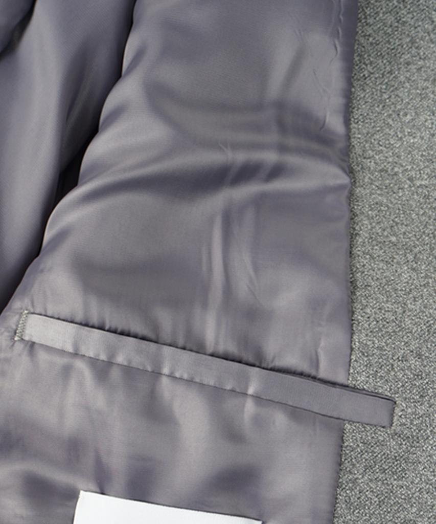 Birbante Melange Setup Blazer Jacket - Light Grey