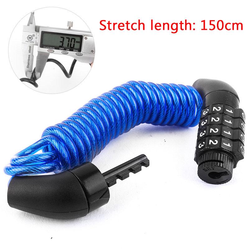 Mini Helmet Lock Anti-theft 4 Digit Password Lock Wire Mountain Bike Frame Durable Steel Wire Cable Bicycle Accessories