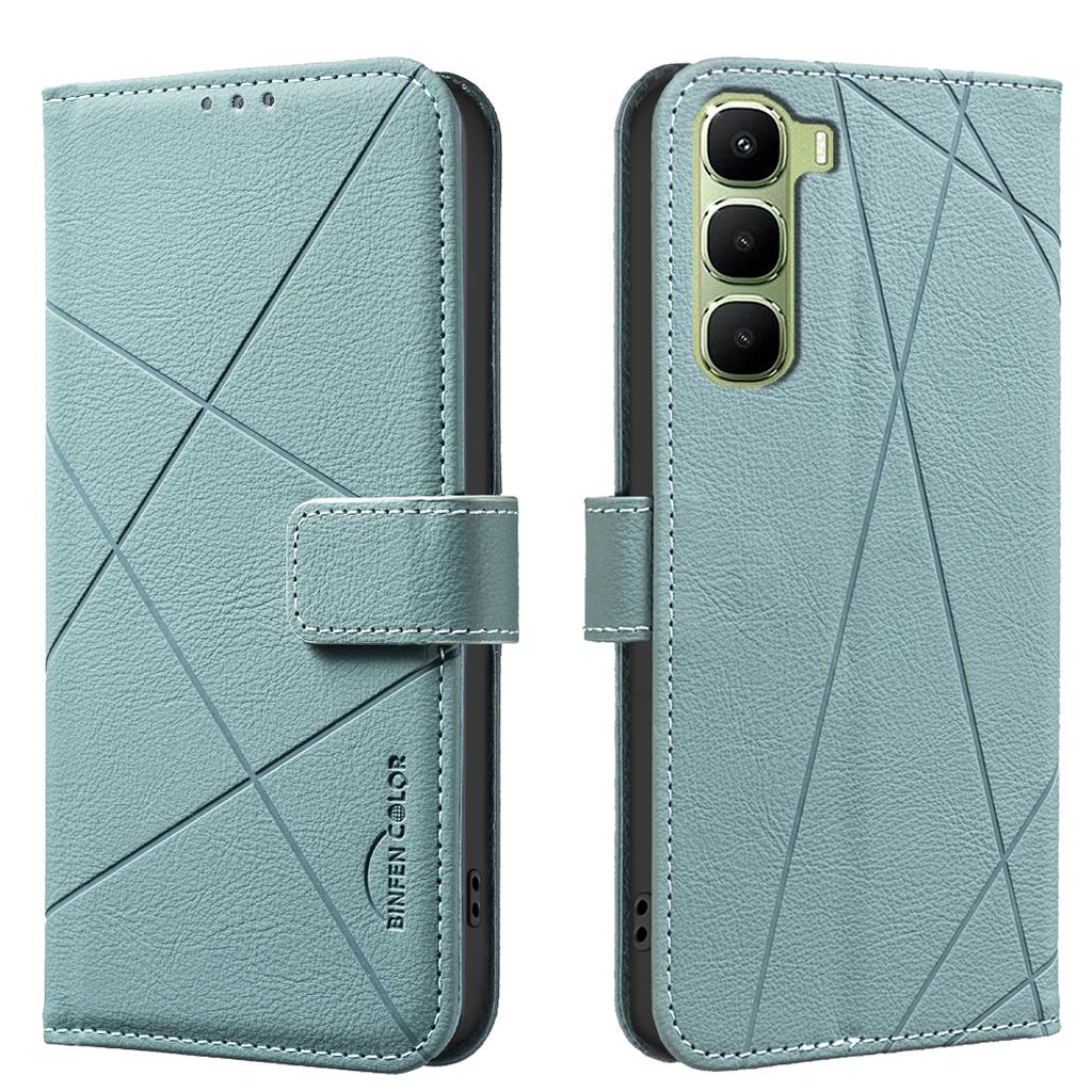 For Infinix Hot 60 Pro 4G Case BINFEN COLOR BF35 Geometry Imprinted Leather Phone Cover RFID Blocking Wallet Stand