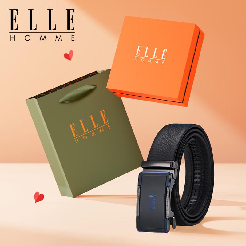 ELLE HOMME Men s Genuine Leather Automatic Buckle Belt 120cm