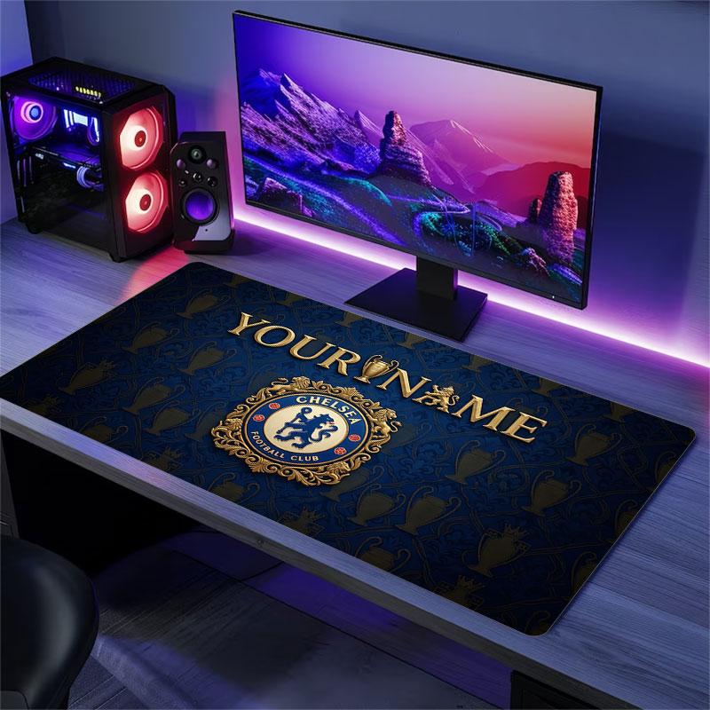 Custom Name,Chelsea Mouse Pad, Large Gaming Desk Mat, Non-slip XXL Mousepad for Laptop & Tablet, Mini PC Playmat with Stitched Edges