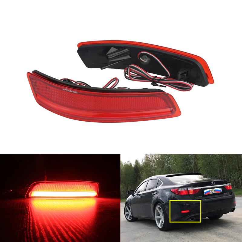 ANGRONG 2x LED Rear Bumper Reflector Signal Tail Stop Brake Light Lamps Red For Lexus GS250 ES350 Toyota Corolla