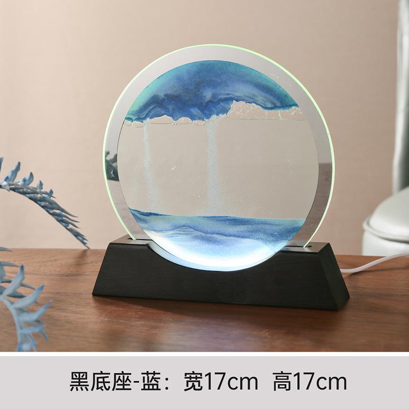 Beweglicher Sand Nachtlichter 3d Sanduhr Treibsand Leuchtendes Ornament Glas Sandlandschaft Handwerk Fließende Malerei Lampen Heimdeko Geschenk
