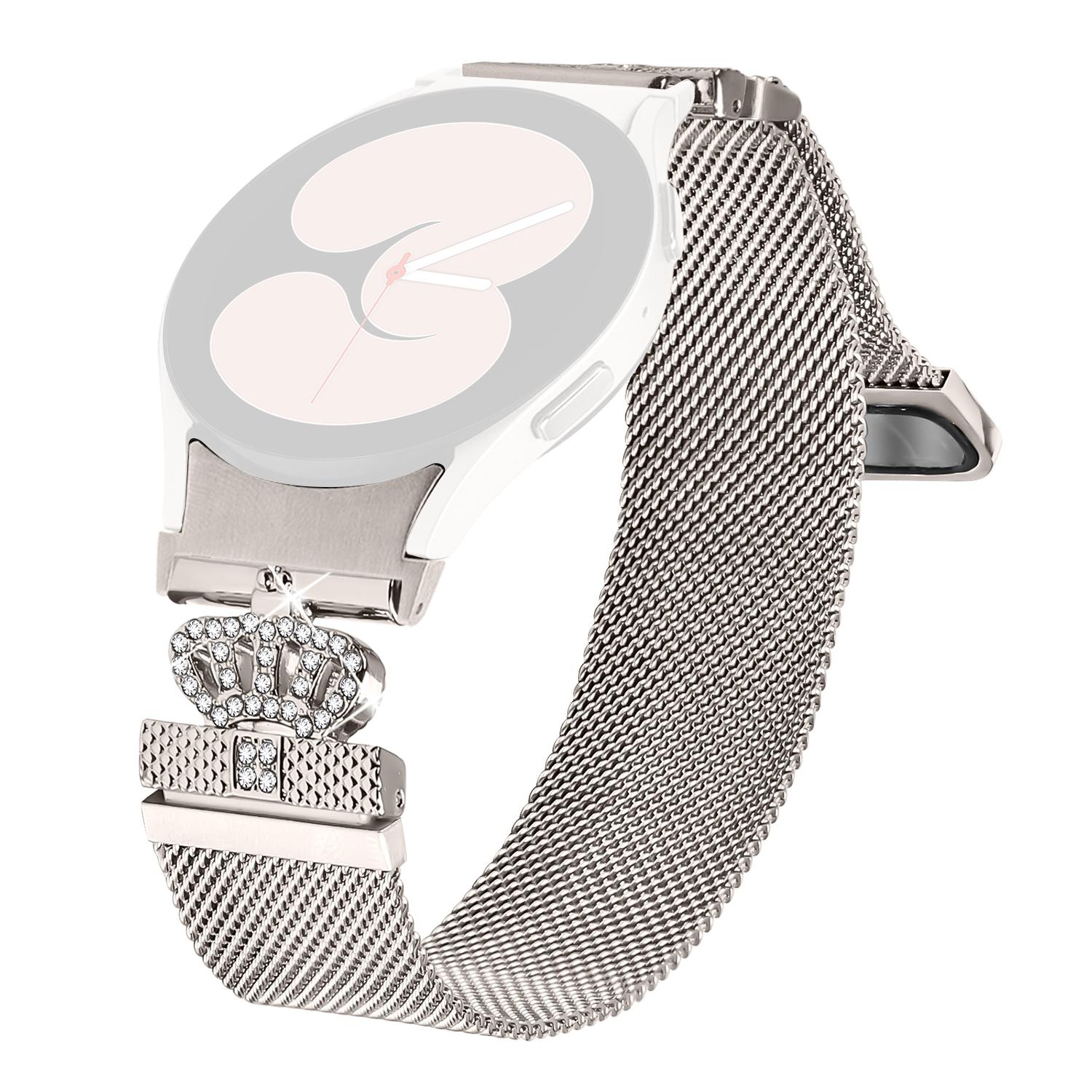 

Для Samsung Galaxy Watch6/Watch6 Classic Гальванизированный миланский ремешок с разъемом Застежка-корона Ремешок из нержавеющей стали Starlight