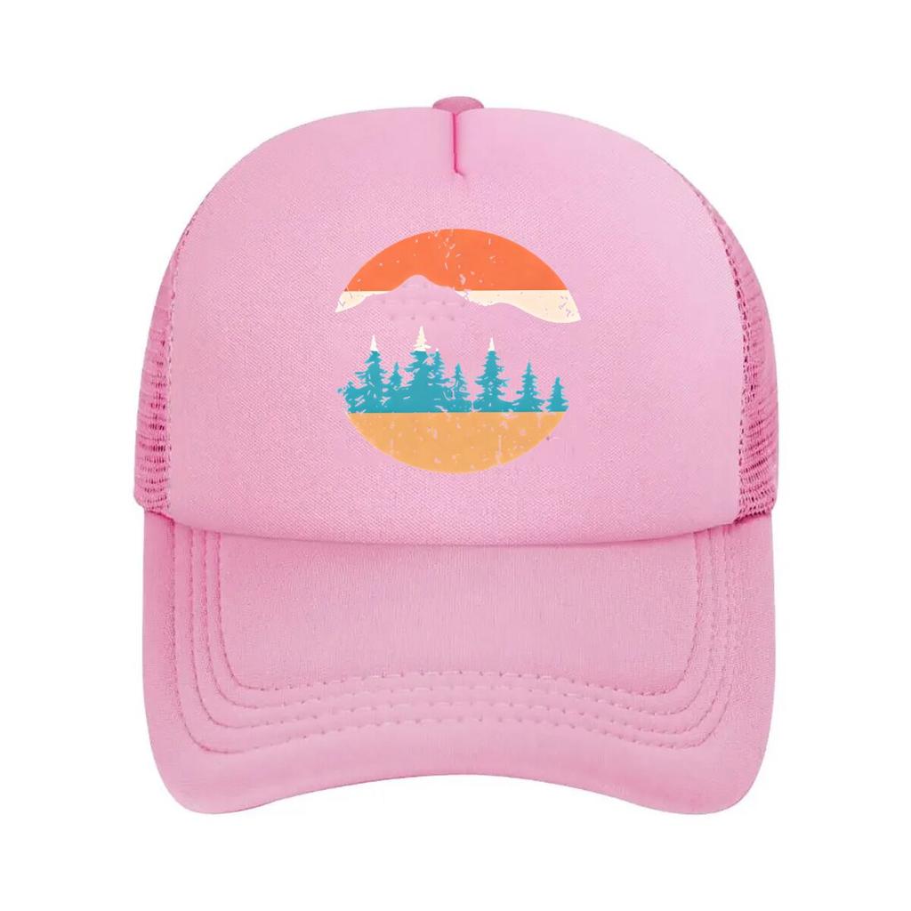 Unisexs Vintage with Forest Print Logo Distressed Outdoor Hat Suitable for Camping Casual Wear M Mesh Baseball Cap