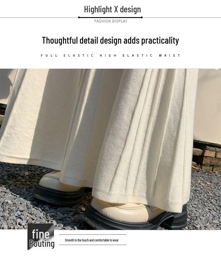 Eleganter Falten-A-Linien-Regenschirmrock mit hoher Taille, französisch-koreanischer Stil, für Herbst & Winter