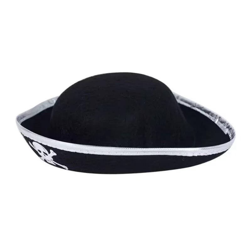 Pirate Hats Halloween Props Cosplay Dance Parties Children/adults Caribbean Pirate Clothing Hats with Gold and Silver Edges