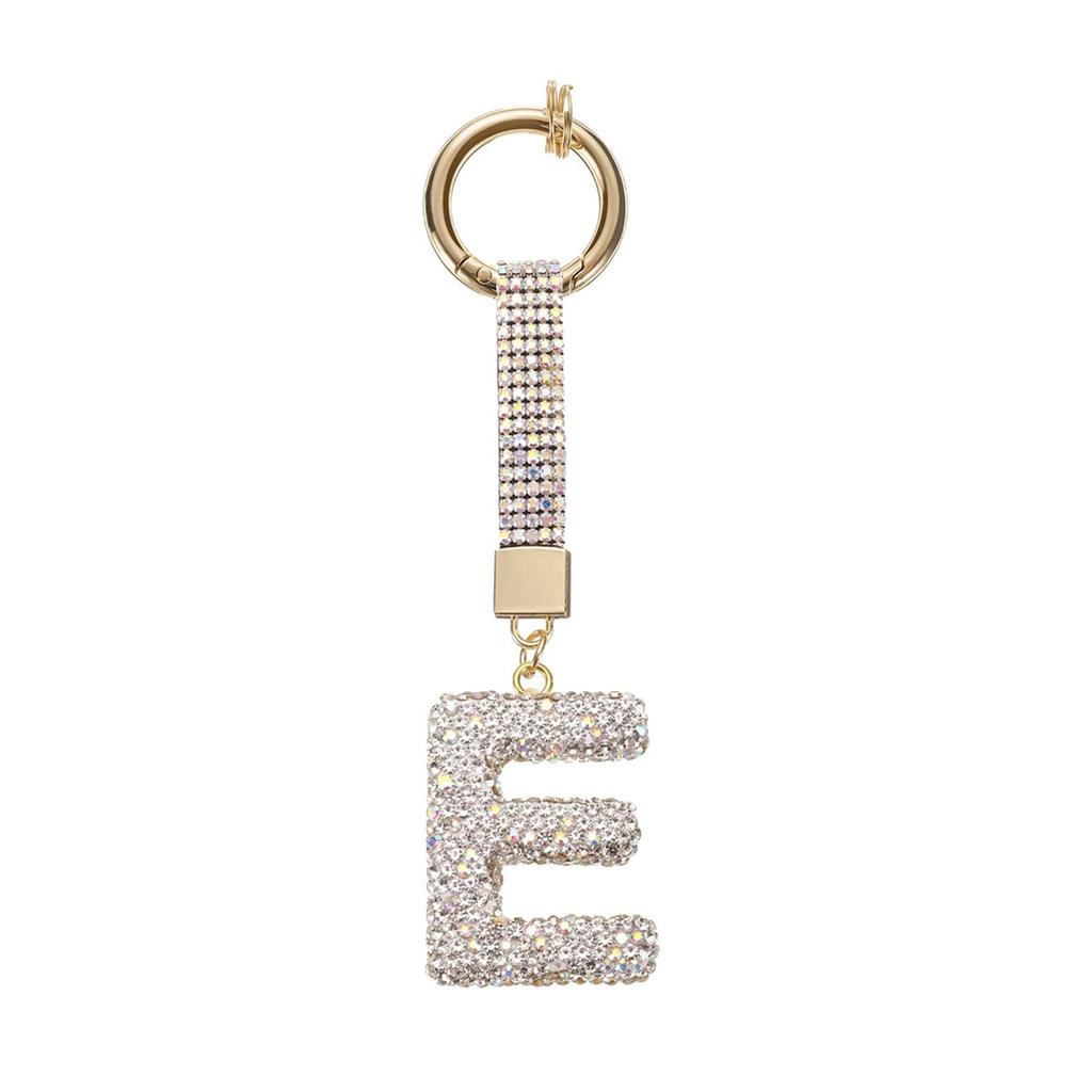 Personalized Alphabet Keychain with Sparkling Rhinestones Durable Alloy Jewelry Accessory for Fashionable Daily Use