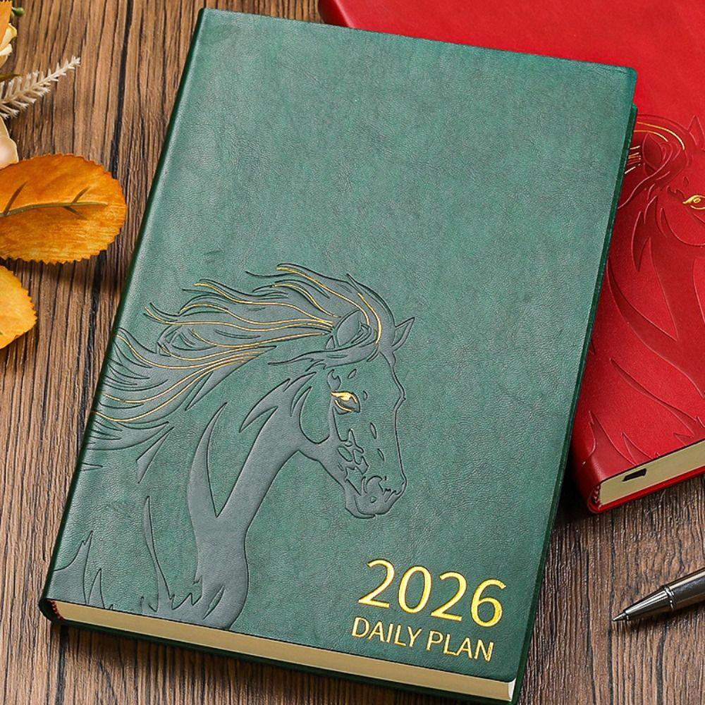 Wear-resistant 2026 Schedule Planner Notepad Pu Leather Office Work Planner  Stationery