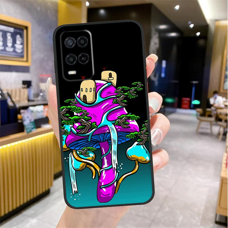 Mushroom Psychedelic Trippy Frog Case For Oppo A96 A76 A16 A17 A18 A60 A80 A40 A38 A58 A78 A98 A94 A74 A54 A15 A57 A77 A5 Pro