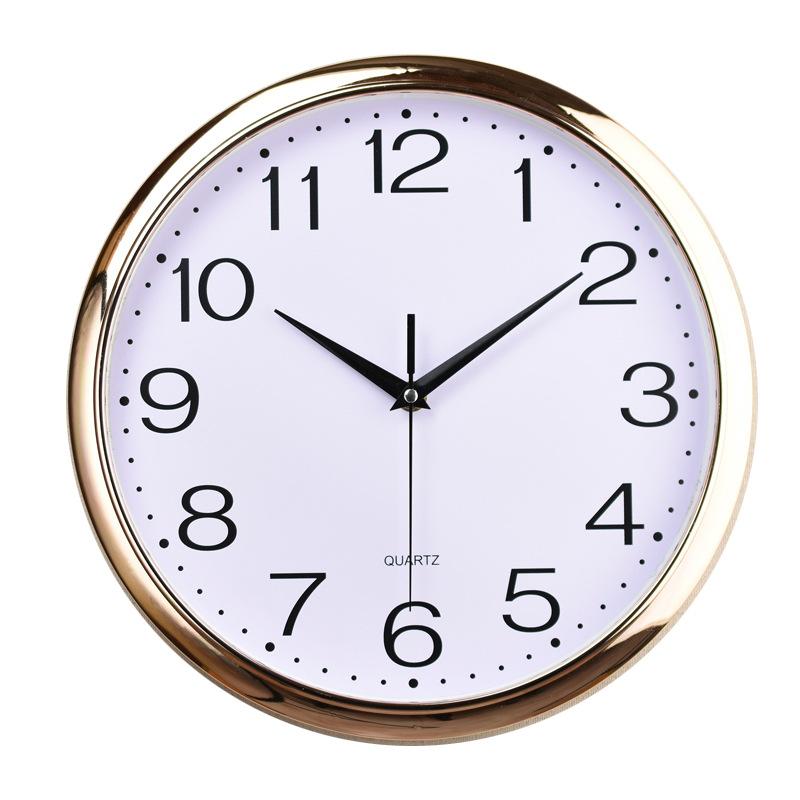 12-inch Plastic Electroplating Quartz Clock Bedroom Living Room Wall Clock Simple Clock Customized Advertising Clock
