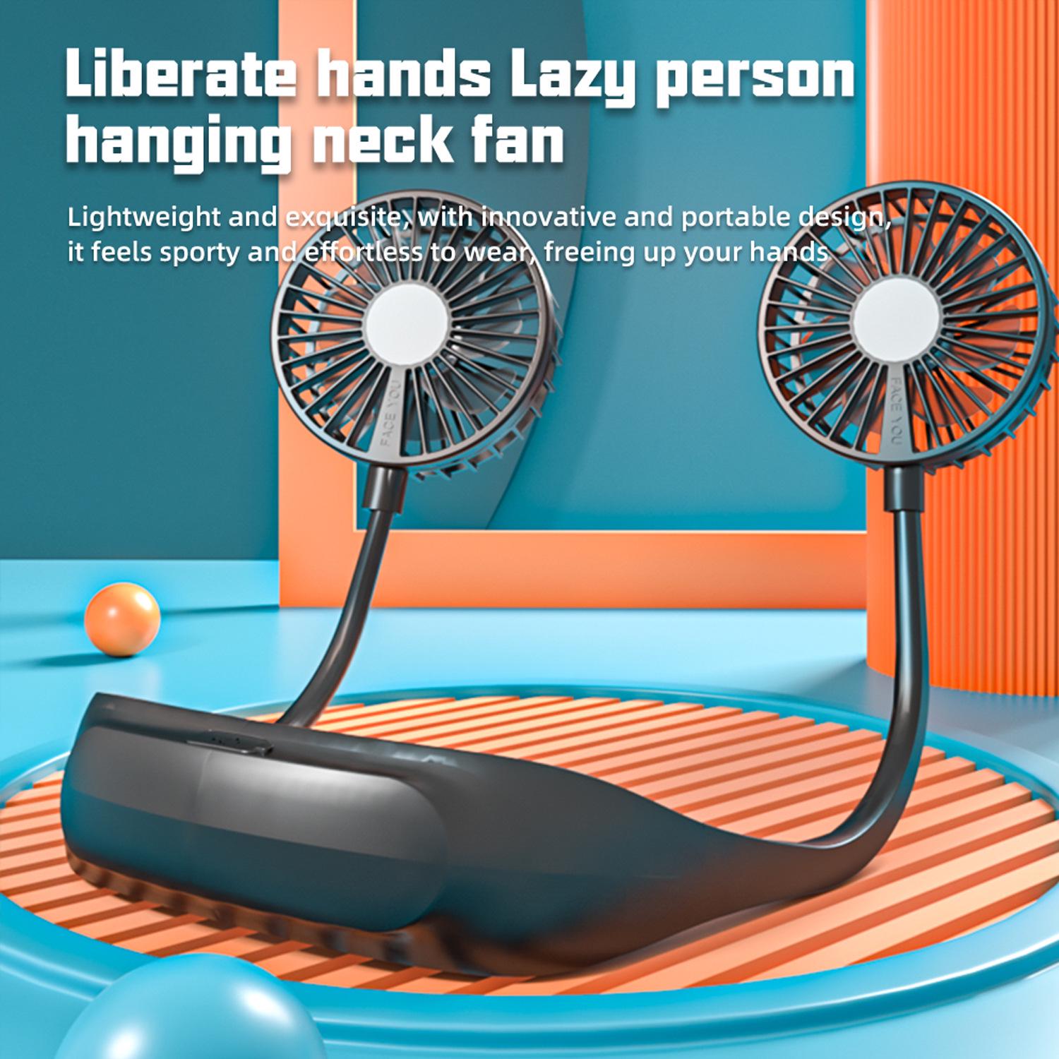 

8000mAh Portable Rechargeable Neck Fan with Strong Wind for Outdoor and Dorm Use 330*185mm чёрный