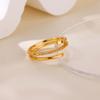 Zircon Chain Cross Rings For Women Vintage Gold Color Stainless Steel Geometric Open Ring Fashion Wedding Aesthetic Jewelry Gift