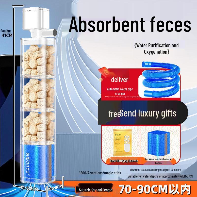 Silent Aquarium Filter: Submersible 3-in-1 Water Purifier, Circulator, and Oxygen Pump with Poop Suction Feature.