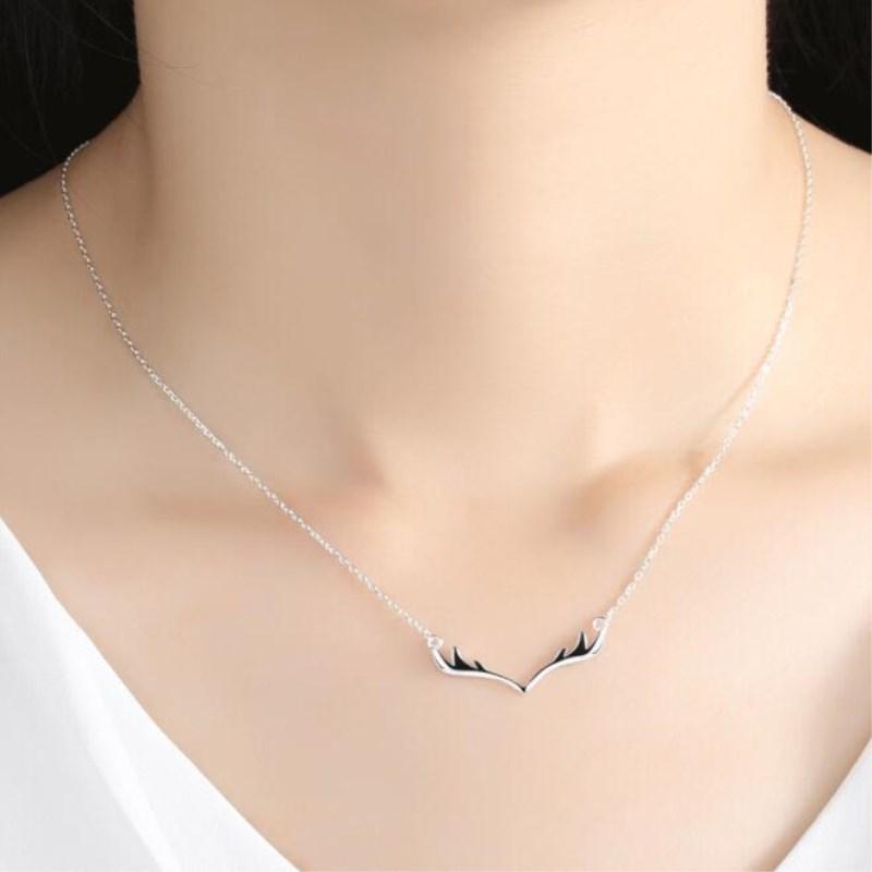 Popular Deer Antlers Necklaces & Pendants For Women Christmas Vintage Necklaces 925 Sterling Silver Jewelry Collier TYB364