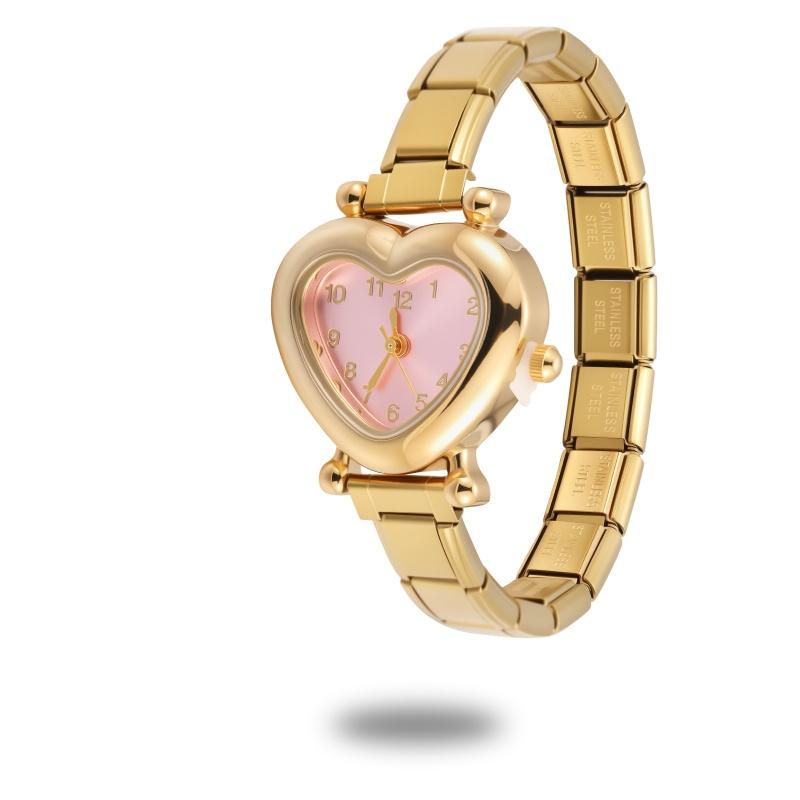 Y2K Vintage Zircon 9MM Width Italian Charm Heart Shape Watch High Quality Stainless Steel Bracelets Bangle for Birthday Gifts