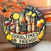 Cheers To Good Times & Friends Aluminum Wall Art, Whiskey Beer Wine Glasses Sign, 7.8 Inch Bar Cafe Garage Decor