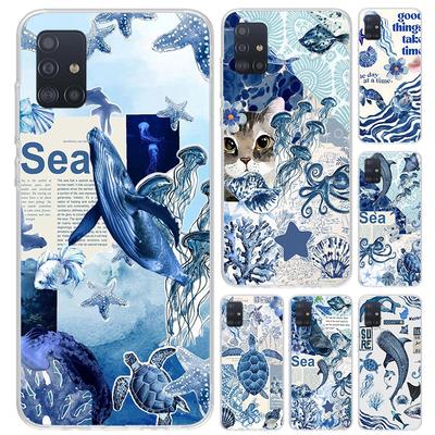 Funda de Teléfono Estrella de Mar Tortuga Marina Tiburón para Samsung Galaxy A52 A32 A22 A12 A02S A50S A30S A10S Note 20 Ultra 10 Plus S10 A31