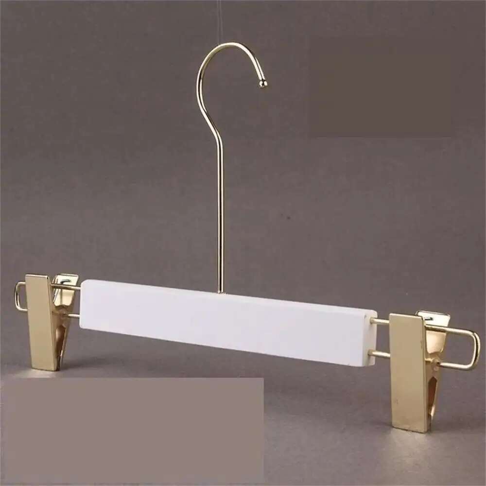 5PCS White Lady Garment Hangers White Wooden Store Chothing Display Hanger Golden Hook Korean Version Custom Logo Engraved
