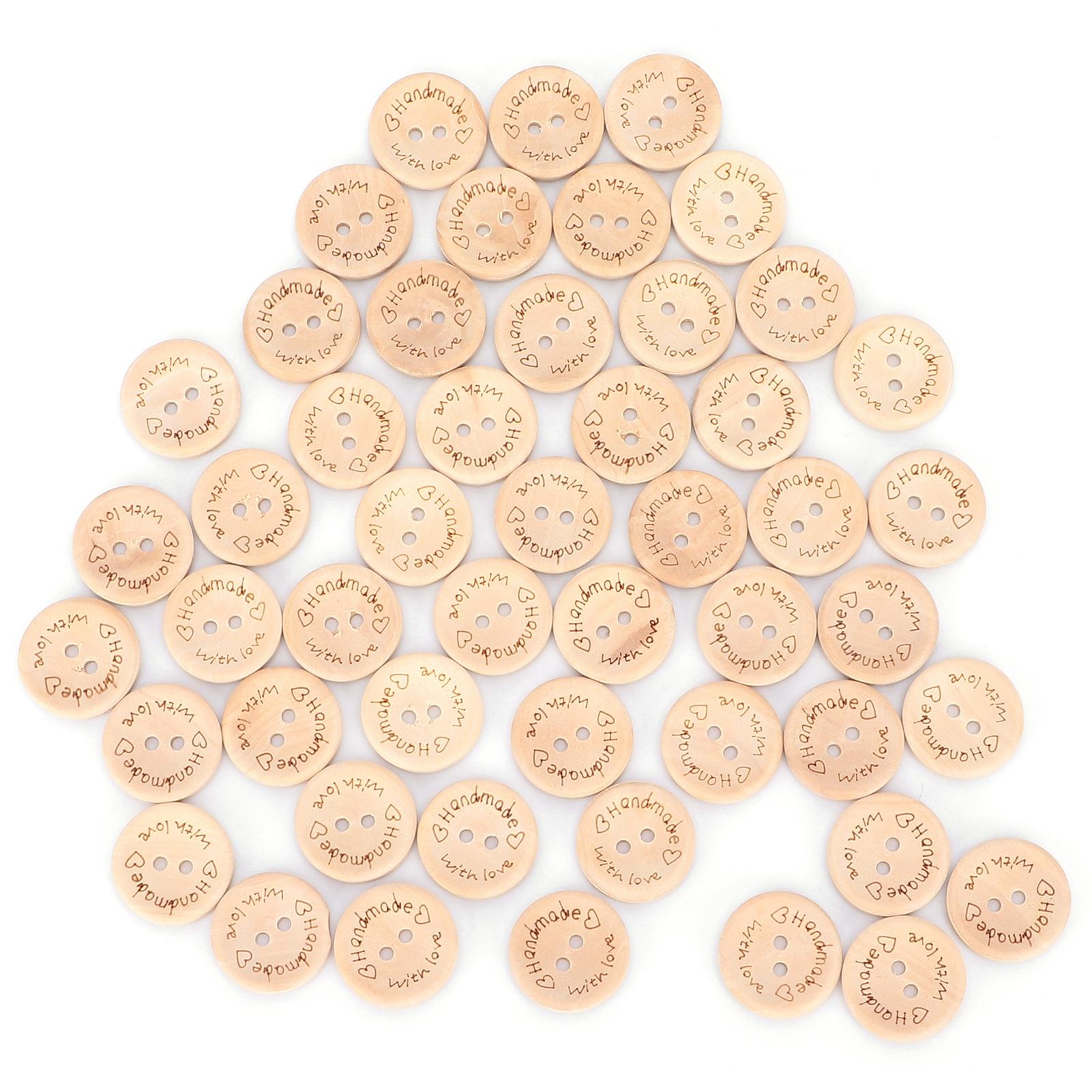 

50Pcs Wooden Buttons Log Round HandMade Letter Love DIY Crafts for Sewing Accessories