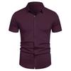 Men's Casual Short-sleeved Shirt - Solid Color, Simple and Stylish, Fitted Collar Shirt, Men's Top Garment