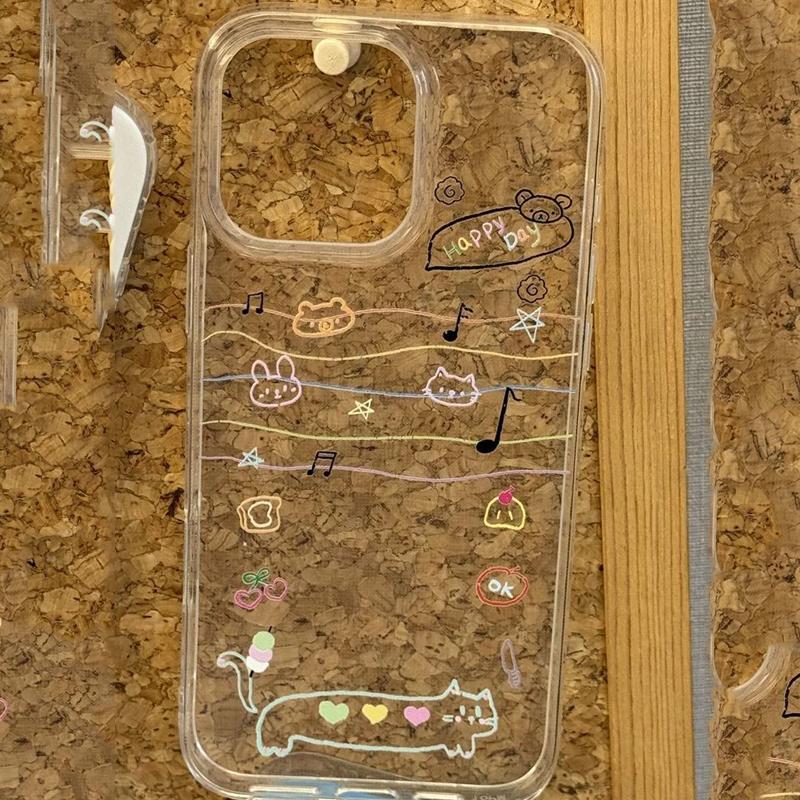 Creative Kawaii Kitten Note Cartoon Cute Lovely Phone Case For iPhone 16 15 14 13 12 11 Pro Max 7 8 Plus MINI Y2K Cover