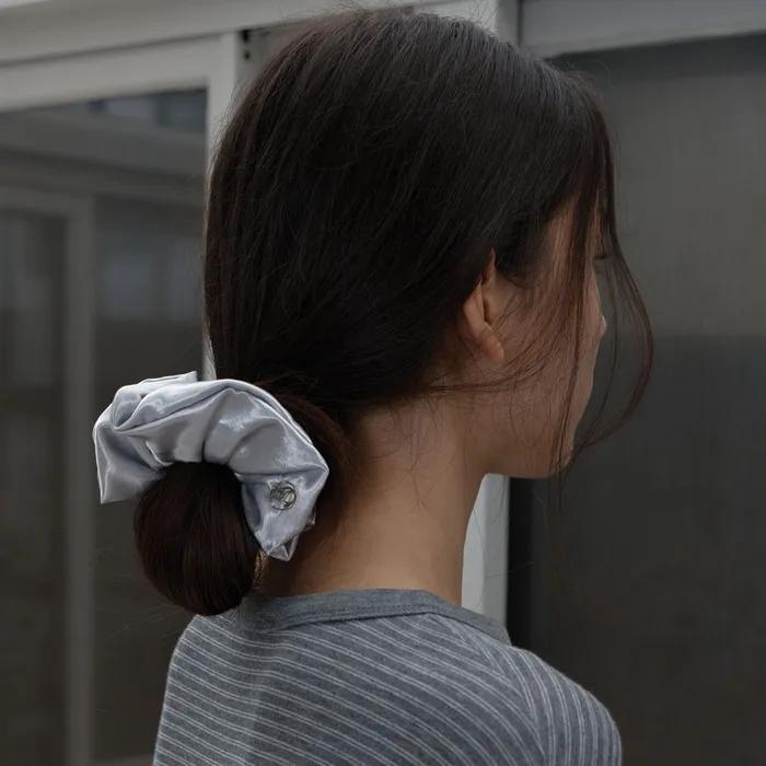 Silky Satin Scrunchie (Silver)