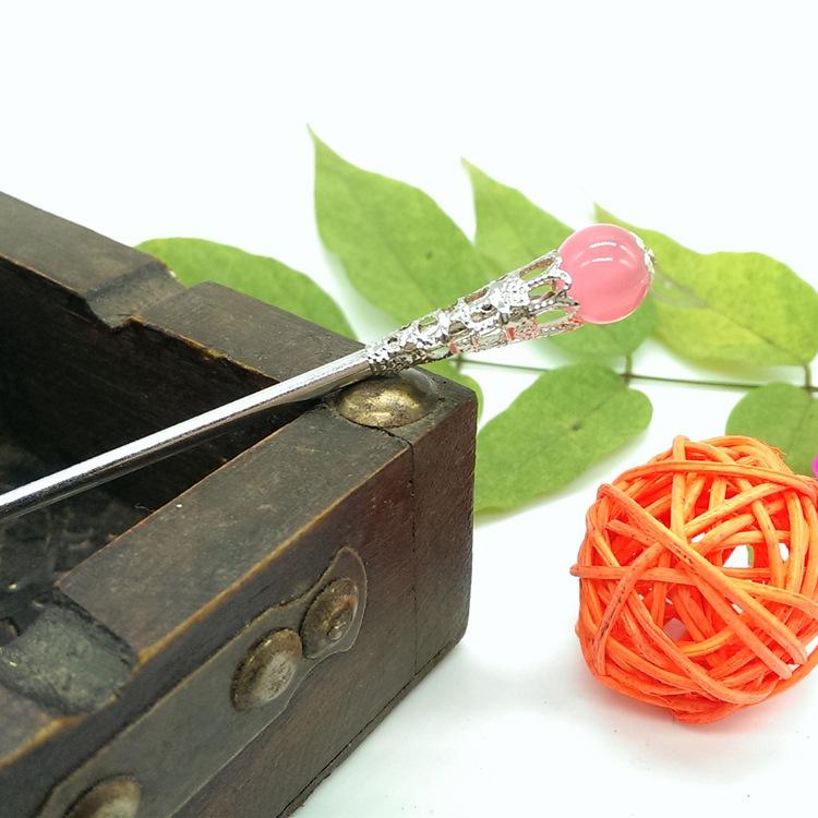 

Дисковая заколка для волос Натуральный халцедон Классическая современная простая заколка Аксессуары для волос Универсальный антикварный головной убор Заколка с одной бусиной головной убор