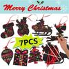 7Pcs/set Magic Color Scratch Card Christmas Tree Ornaments Scratch Art Paper Coloring Cards Scraping