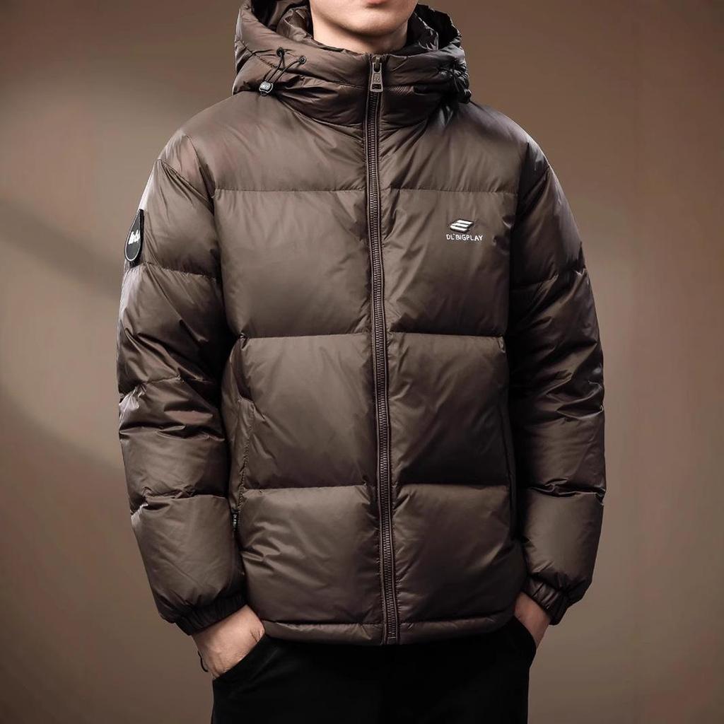 Men's Italian Winter Thick Hooded Down Jacket - 90% Duck Down, Short, Loose, Plus Size Puffer.