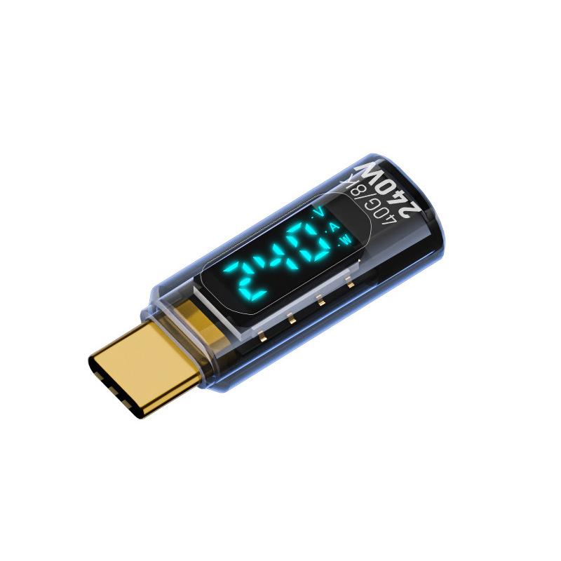 2pcs 240W USB C Adapter Power Meter Tester with Wattage LED Digital Display Multifunctional USB C Extension Adapter Data Transfer for iPhone 16/15